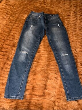 crown & ivy Dark Blue Skinny Jeans with Knee Rips